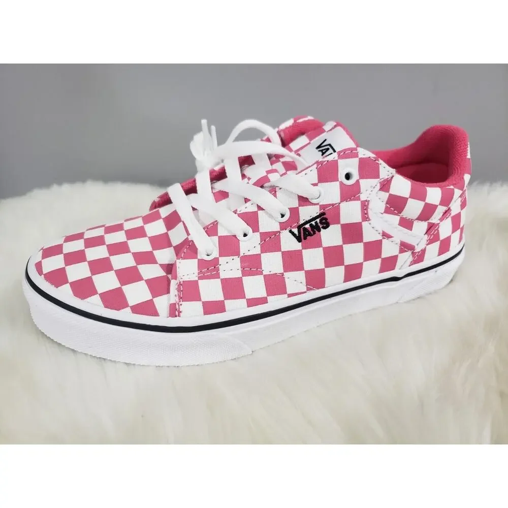 NEW YOUTH GIRL Vans Seldan Checkerboard Honeysuckle Pink Sneaker Shoe Skateboard